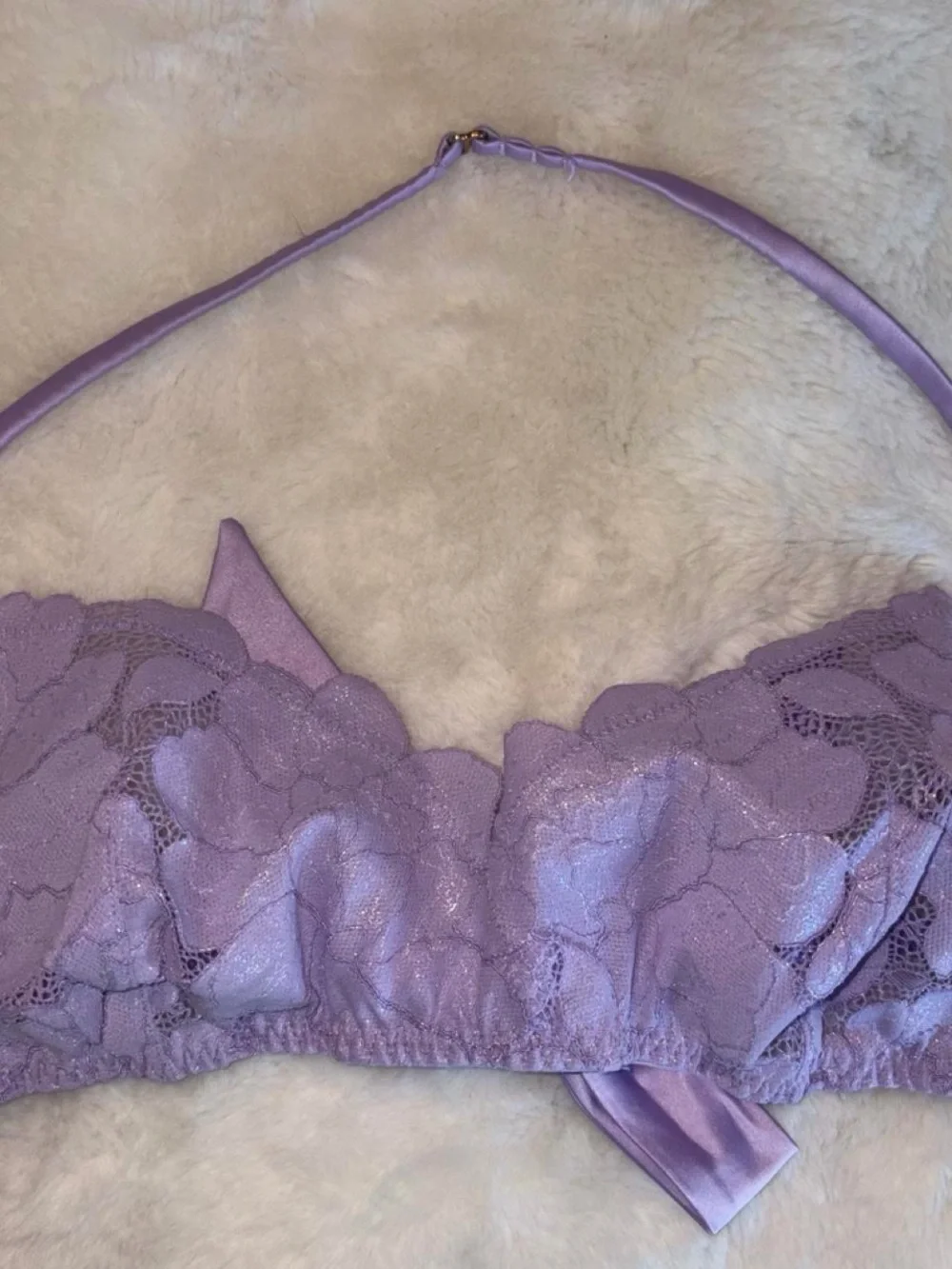 Savage X Fenty Lavender Lace Bralette with Satin Back Tie